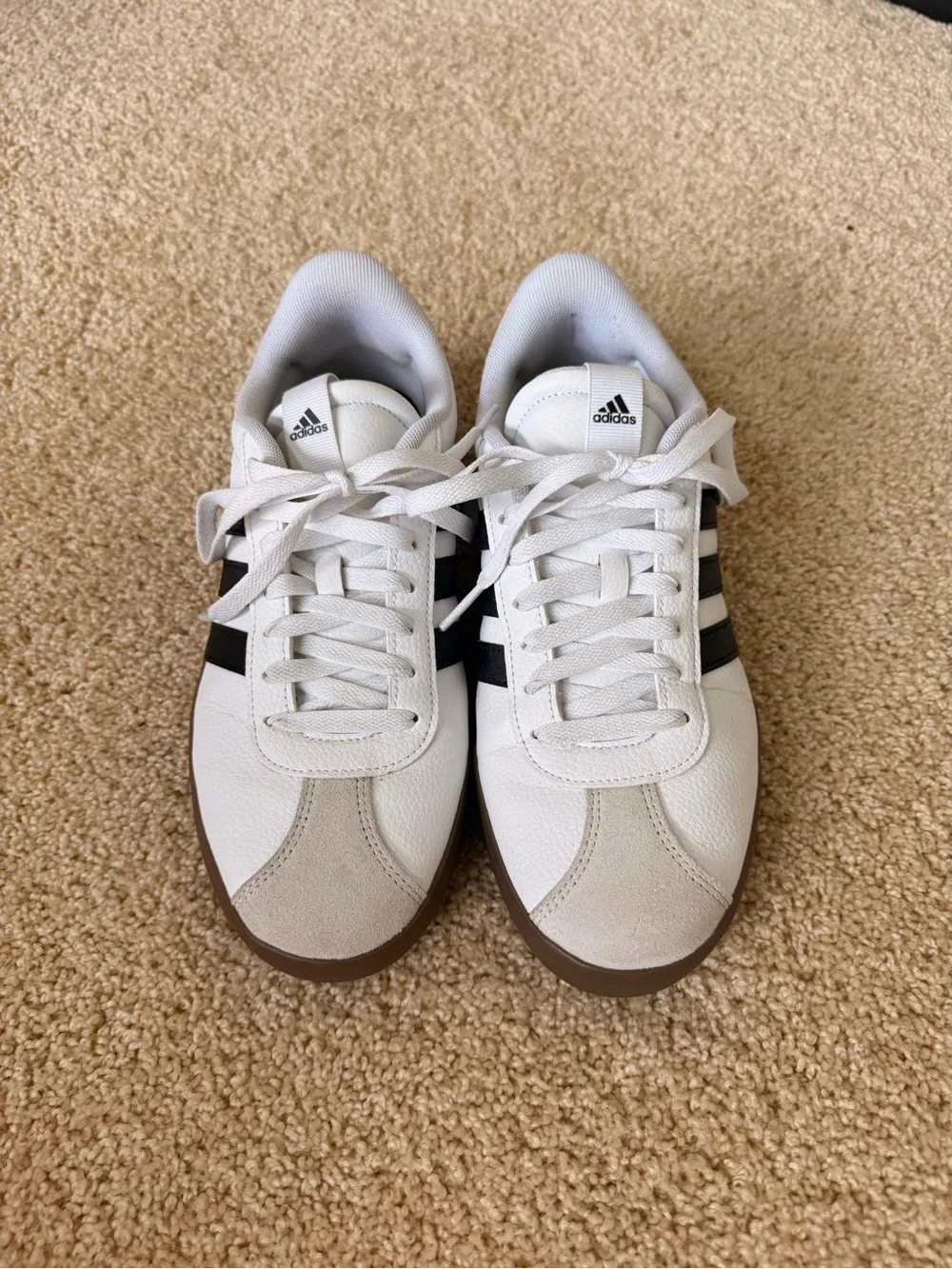 adidas White Athletic Sneakers with Black Insole Branding - Picture 1 of 4